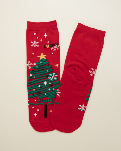 Lucky Christmas Tree Socks – Women's Crew Socks