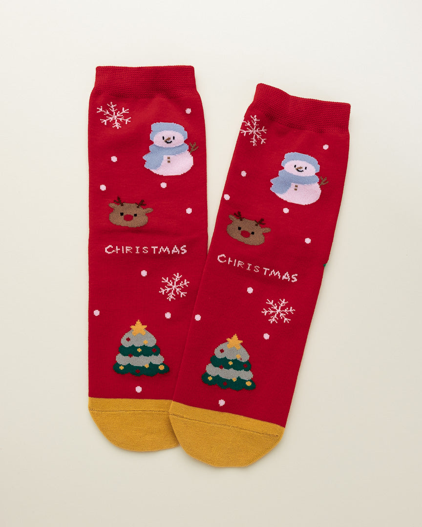 Snowman & Reindeer Christmas – Women's Crew Socks