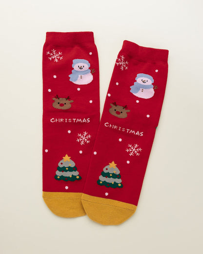 Snowman & Reindeer Christmas – Women's Crew Socks