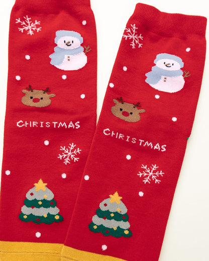Snowman & Reindeer Christmas – Women's Crew Socks