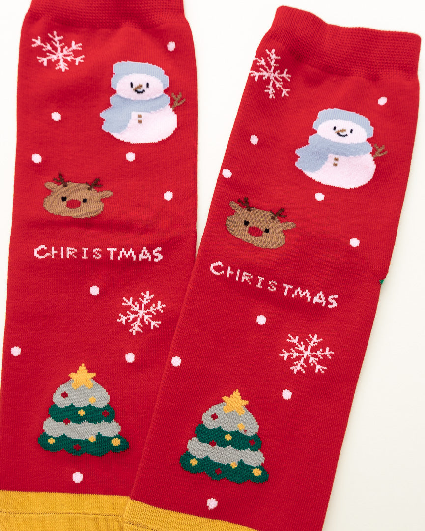 Snowman & Reindeer Christmas – Women's Crew Socks