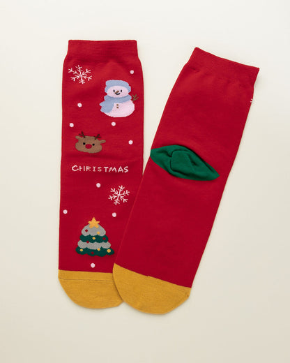 Snowman & Reindeer Christmas – Women's Crew Socks