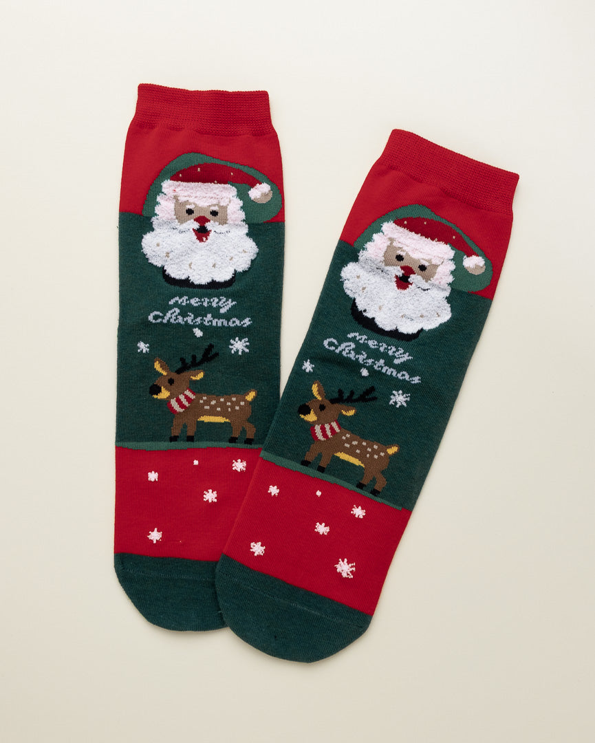 Santa & Reindeer Cheer – Women's Crew Socks