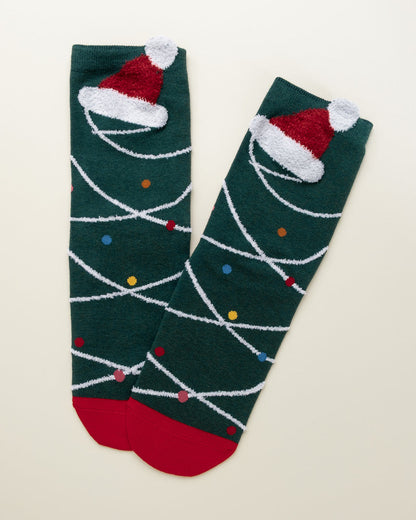 Santa Hat Lights – Women's Crew Socks