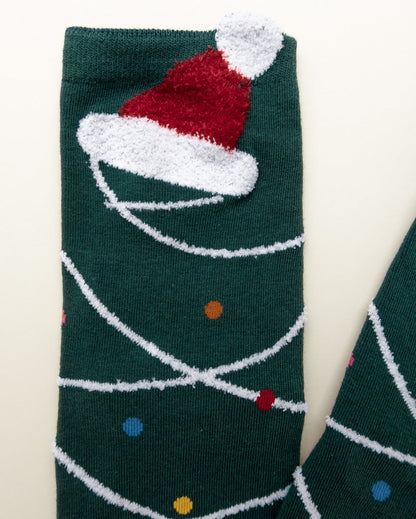 Santa Hat Lights – Women's Crew Socks