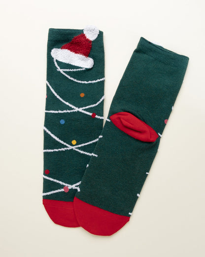 Santa Hat Lights – Women's Crew Socks