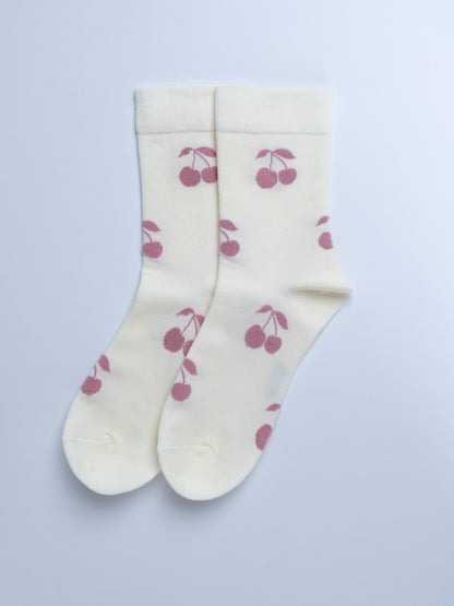 Cherry Kiss – Women's Cotton Crew Socks