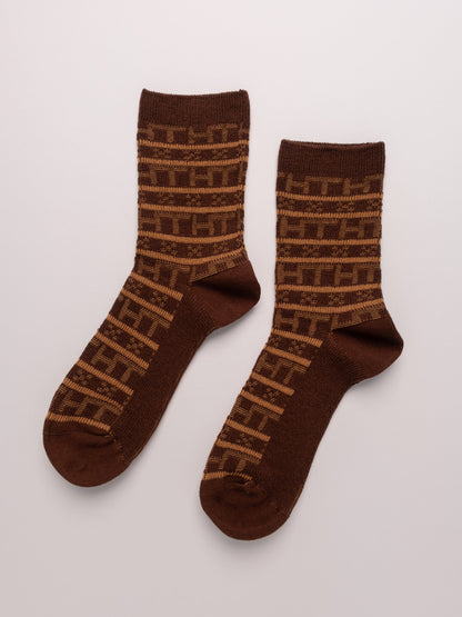 Geometric Pattern man's Combed Cotton Crew Socks