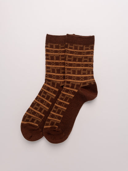 Geometric Pattern man's Combed Cotton Crew Socks