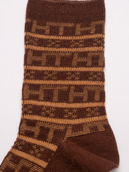 Geometric Pattern man's Combed Cotton Crew Socks