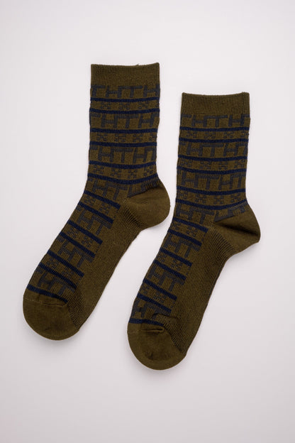 Geometric Pattern man's Combed Cotton Crew Socks