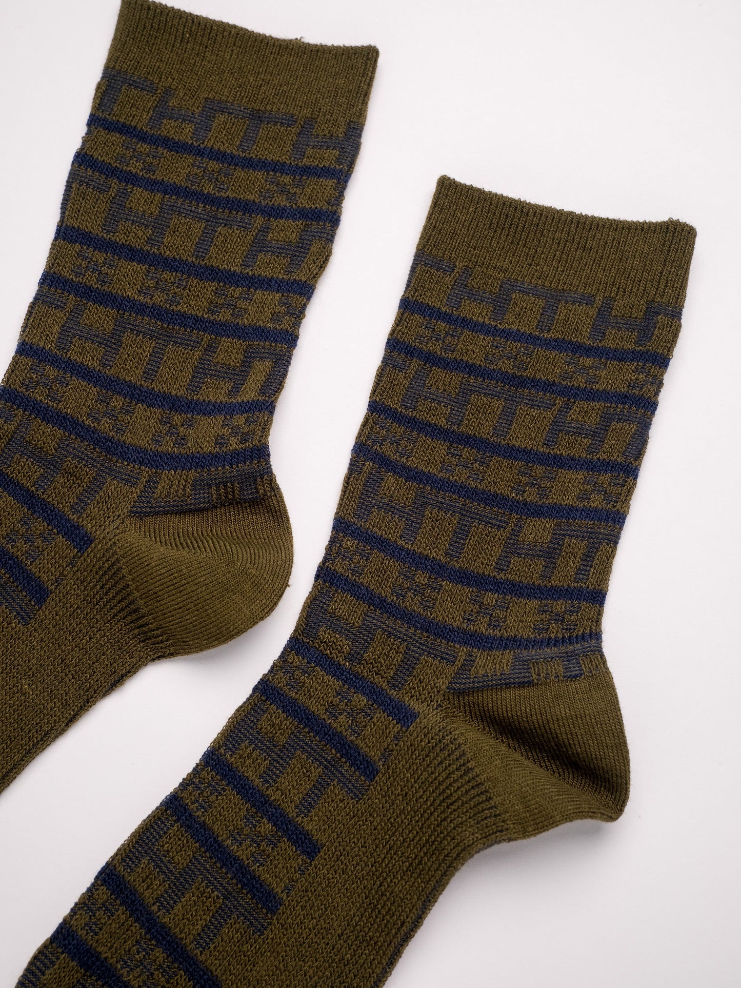 Geometric Pattern man's Combed Cotton Crew Socks