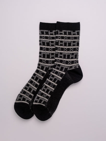 Geometric Pattern man's Combed Cotton Crew Socks