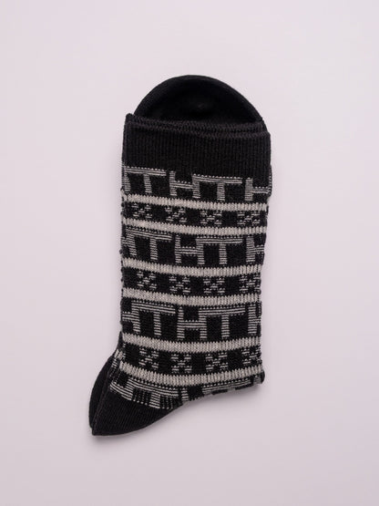 Geometric Pattern man's Combed Cotton Crew Socks