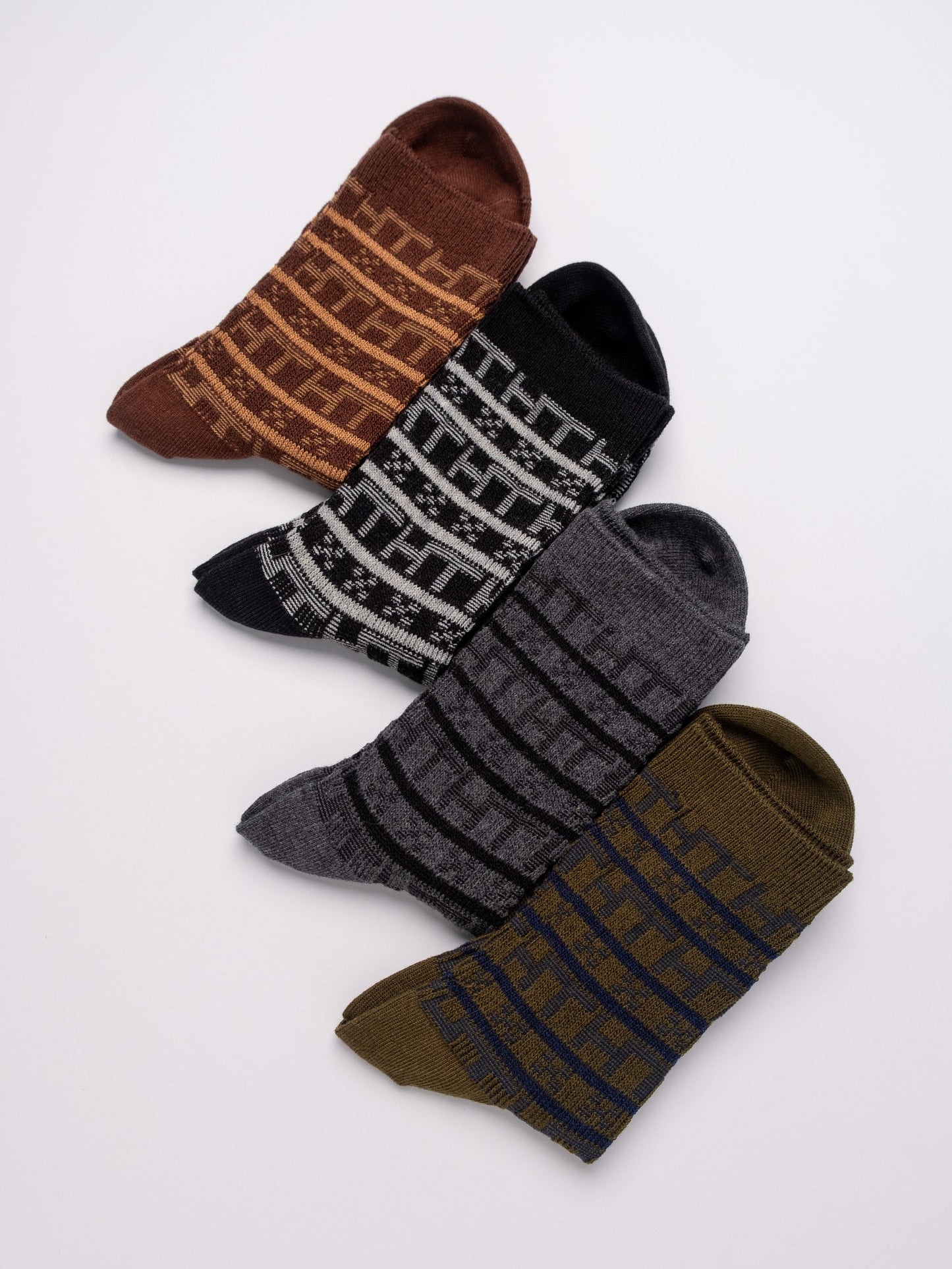 Geometric Pattern man's Combed Cotton Crew Socks