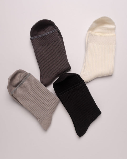 Men's Classic Ribbed Cotton Quarter Socks – 4 Colors