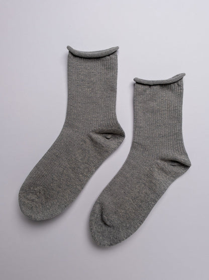 Women's Classic Ribbed Cotton Crew Socks – White. Grey. Black