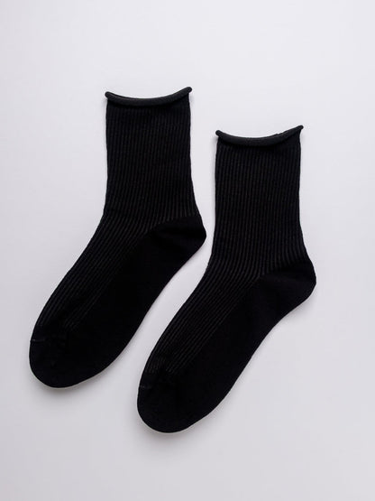 Women's Classic Ribbed Cotton Crew Socks – White. Grey. Black