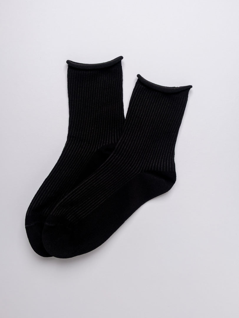 Women's Classic Ribbed Cotton Crew Socks – White. Grey. Black