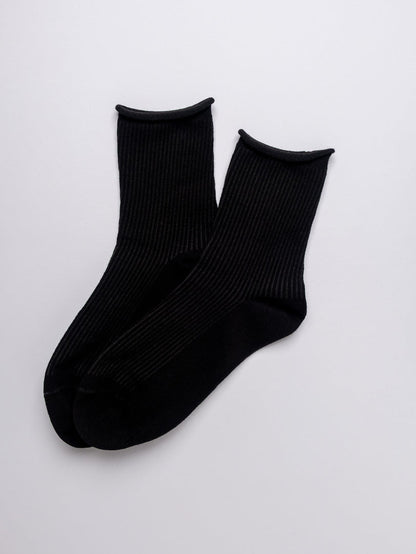 Women's Classic Ribbed Cotton Crew Socks – White. Grey. Black