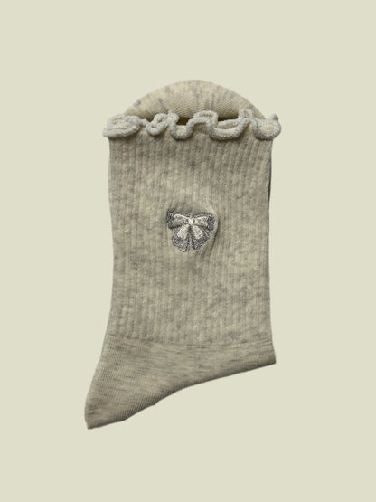 Elegant Bow Ruffle women's Crew Socks