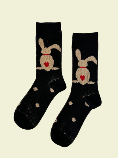 Heart Tail Bunny – Women's Cotton Crew Socks
